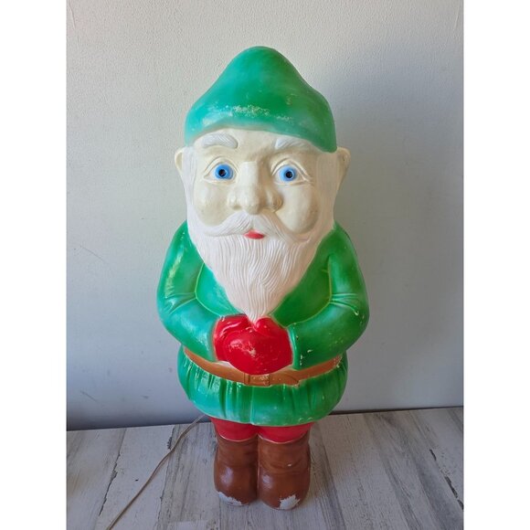 Vintage Union elf blow mold green Santa featherstone gnome mini Xmas products la - Picture 1 of 11